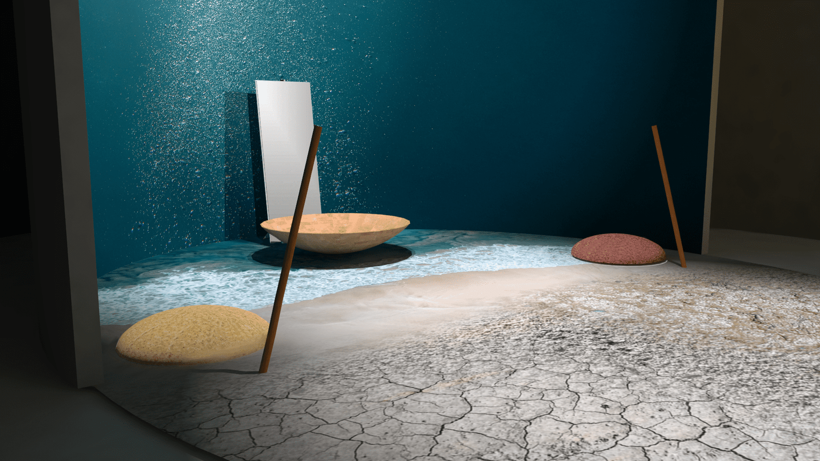 vista laterale dal corridoio interno della struttura con dettaglio sulla zona interattiva e sulla zona sacra